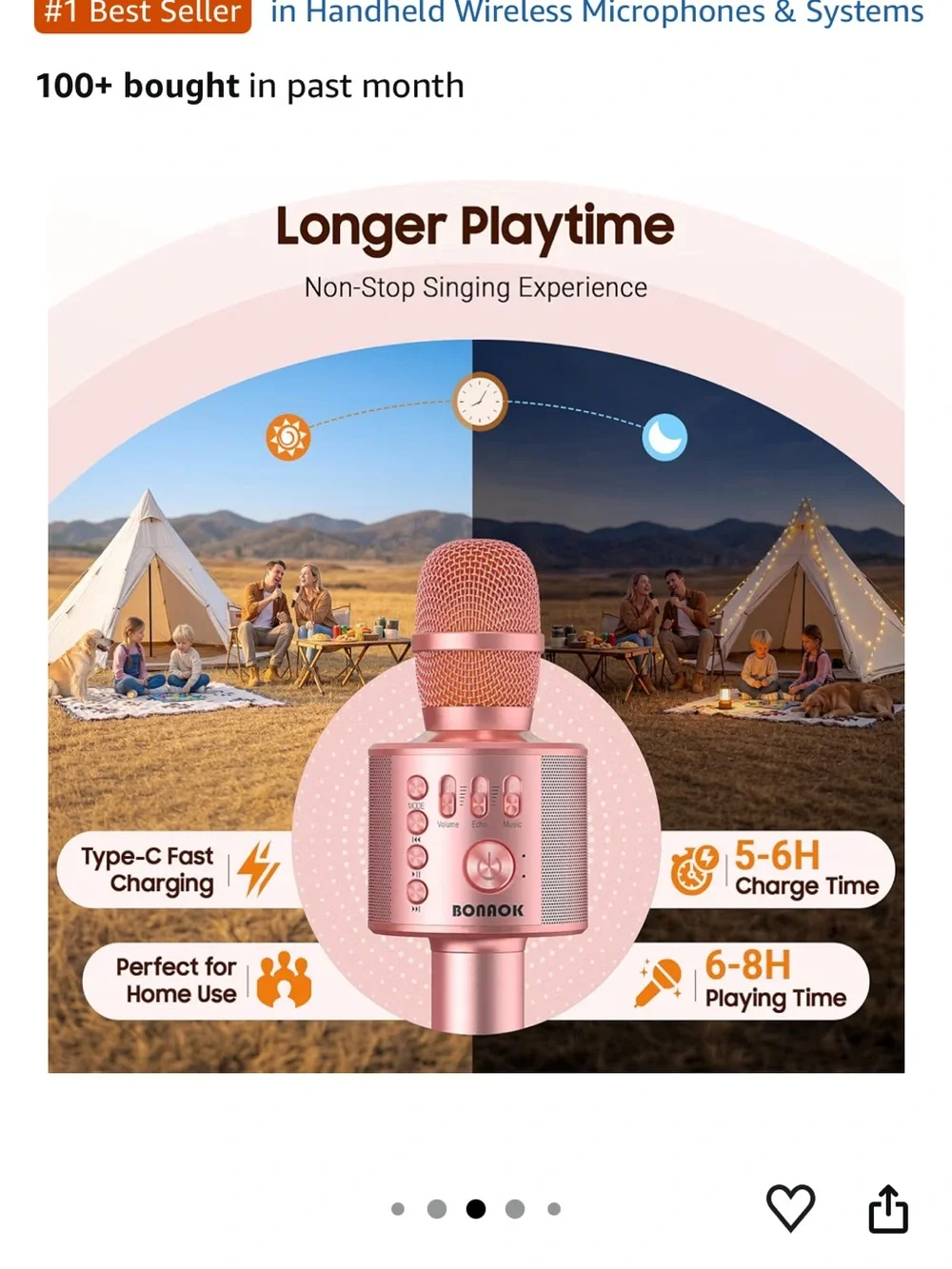 Rose Gold Bluetooth Wireless Handheld Microphone with Speaker